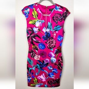 Ted Baker Hanging Garden Pink Floral Sheath Dress EUC
